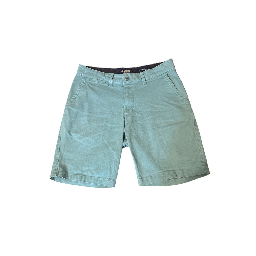 Rugby University Mens Stretch Chino Shorts Teal Green Size 32 Golf Summer Preppy